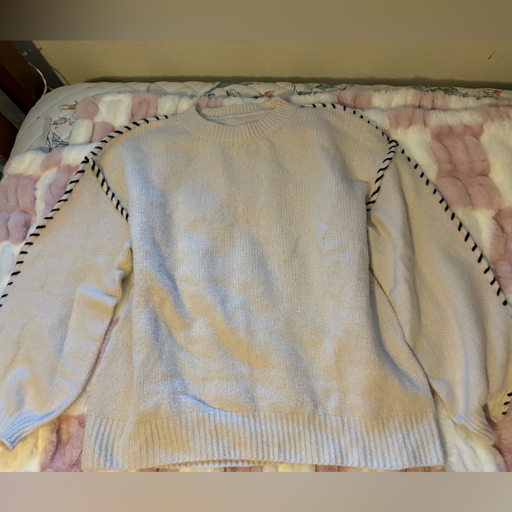SHEIN Cream Sweater with Black Accents